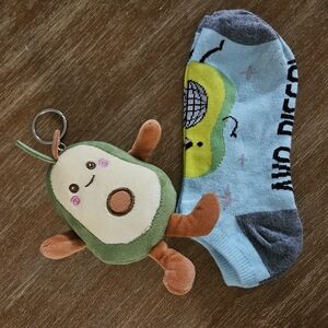 Cute Avocado Plush Keychain and Socks Set Avocado Stuffed Animal Avocado Socks